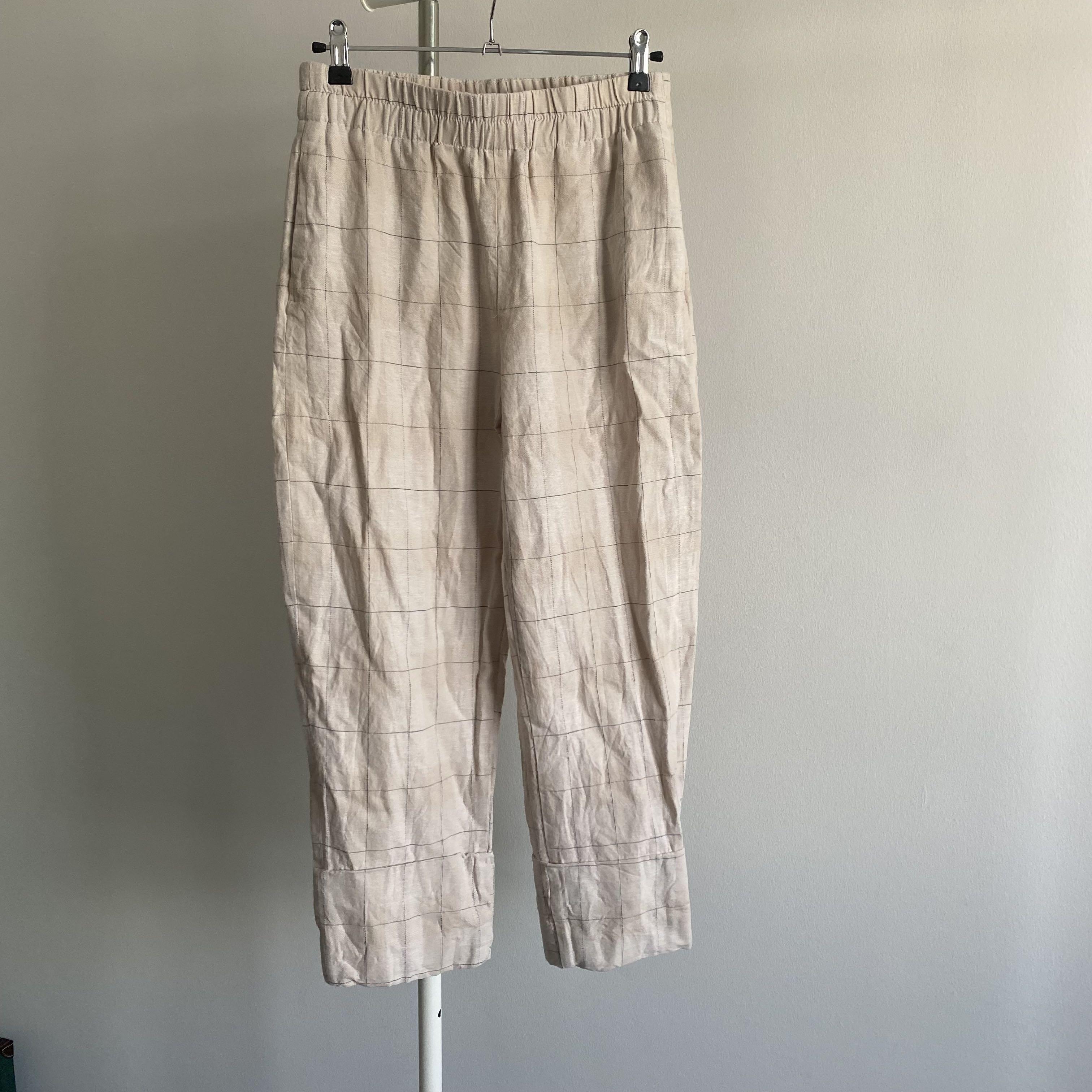 ZARA PRINTED LINEN BLEND TROUSERS, Women's Fashion, Bottoms, Other Bottoms  on Carousell