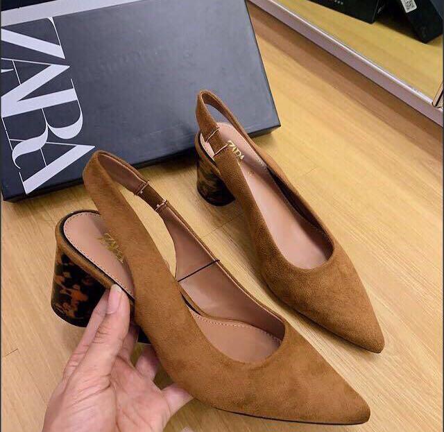Zara Suede Heels, Olshop Fashion 
