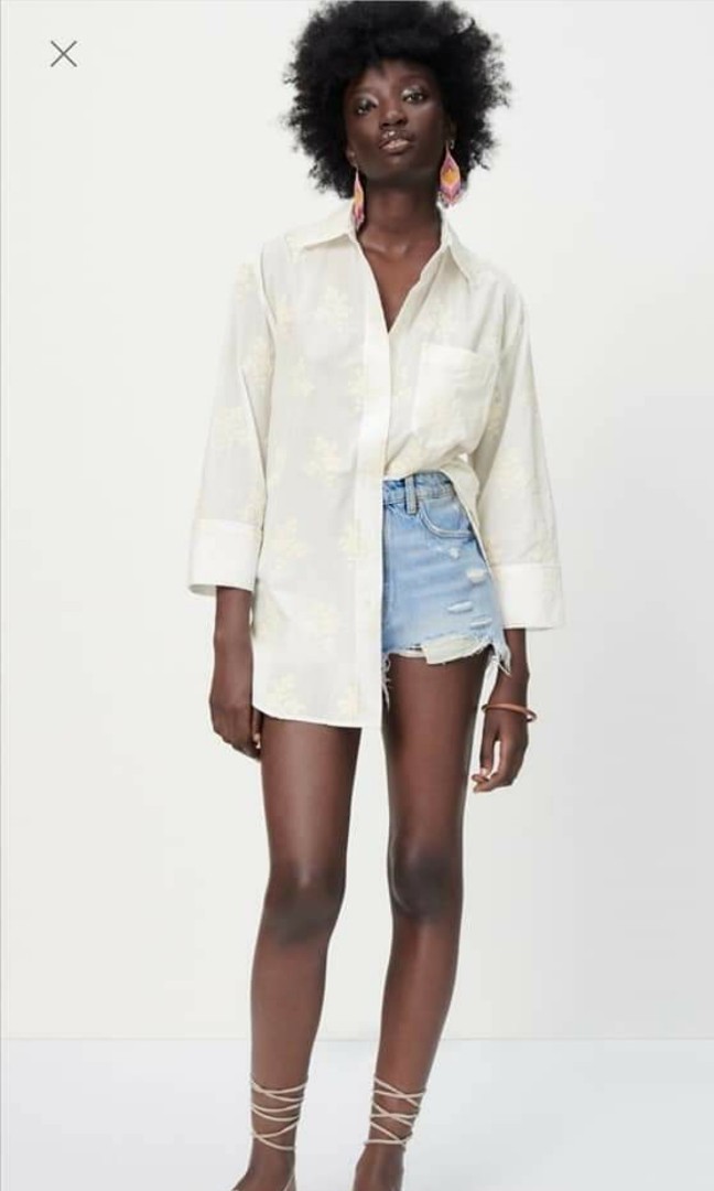 Zara white long sleeve blouse Outlet