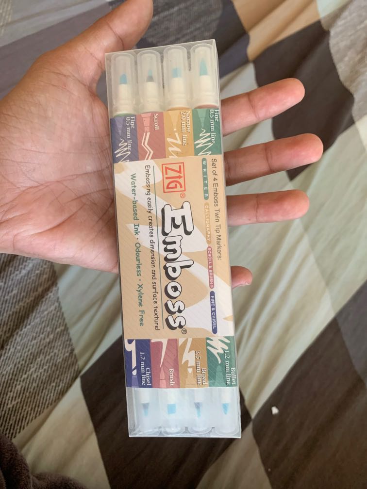 Zig Emboss calligraphy Pens with powder, Hobbies & Toys, Stationary