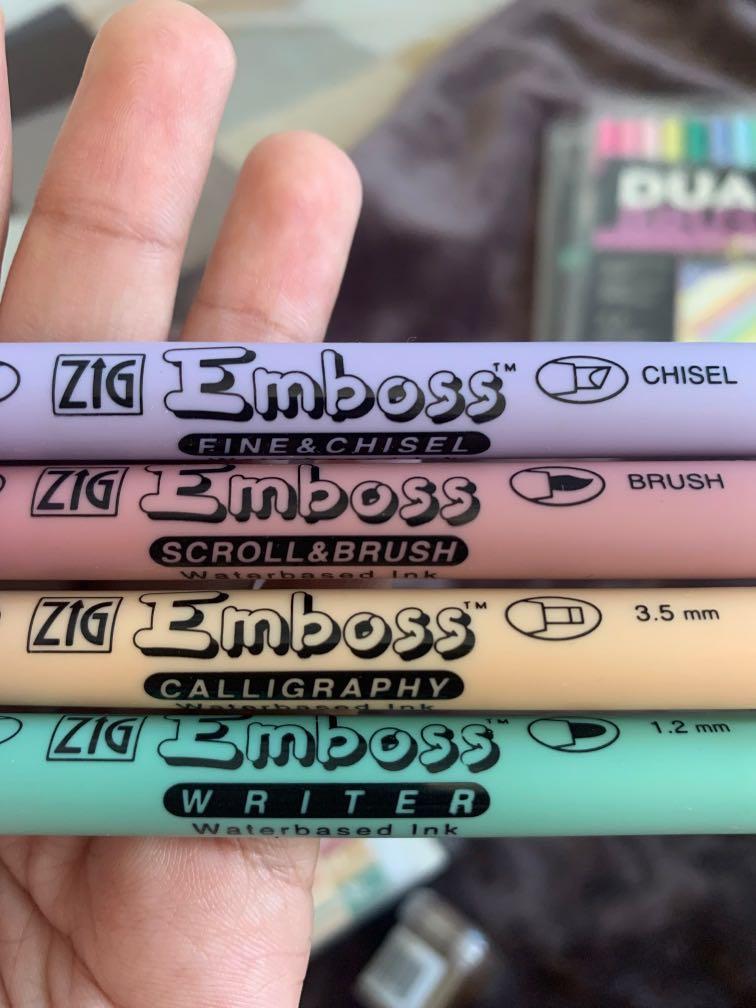 Zig Emboss calligraphy Pens with powder, Hobbies & Toys, Stationary