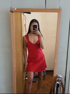 100% silk red dress
