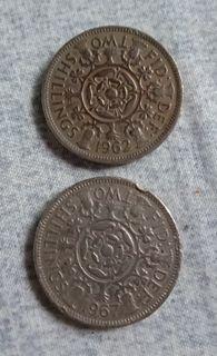 2 pcs.Two shillings Queen Elizabeth Uk coins