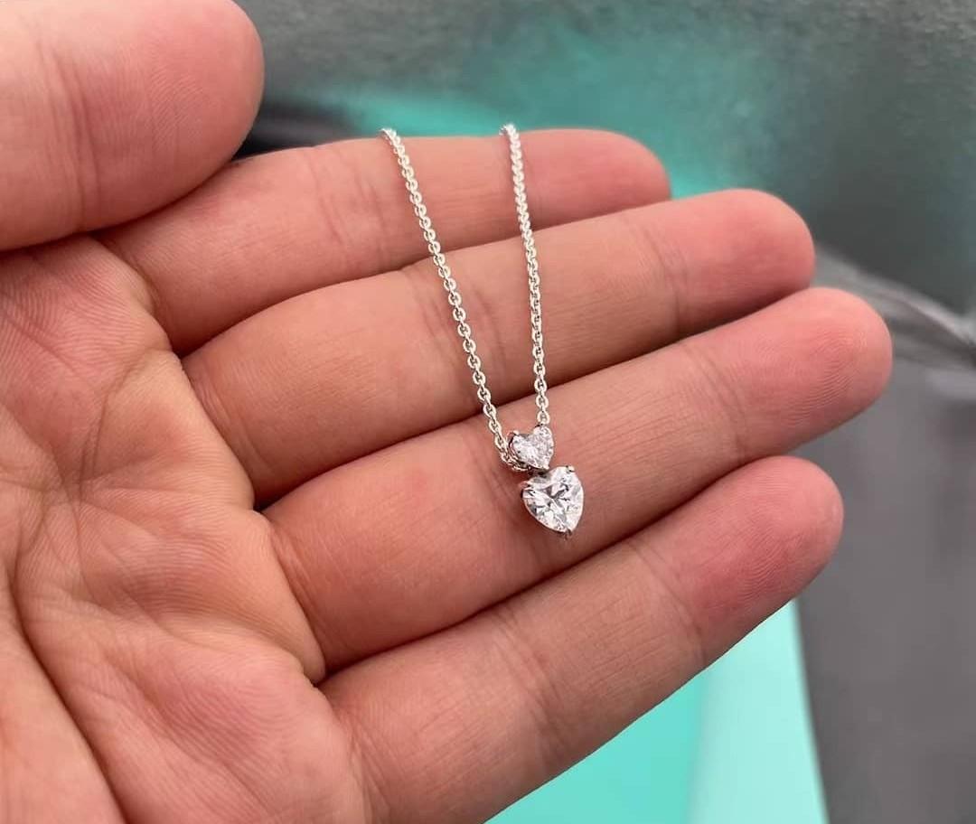 authentic pandora double heart necklace 