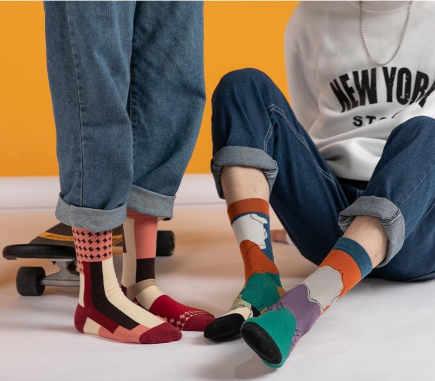 ? ASYMMETRICAL AB FASHION SOCKS ? FASHION MEN DYNAMIC POP HIPSTER SOCKS  ?, Men's Fashion, Watches & Accessories, Socks on Carousell