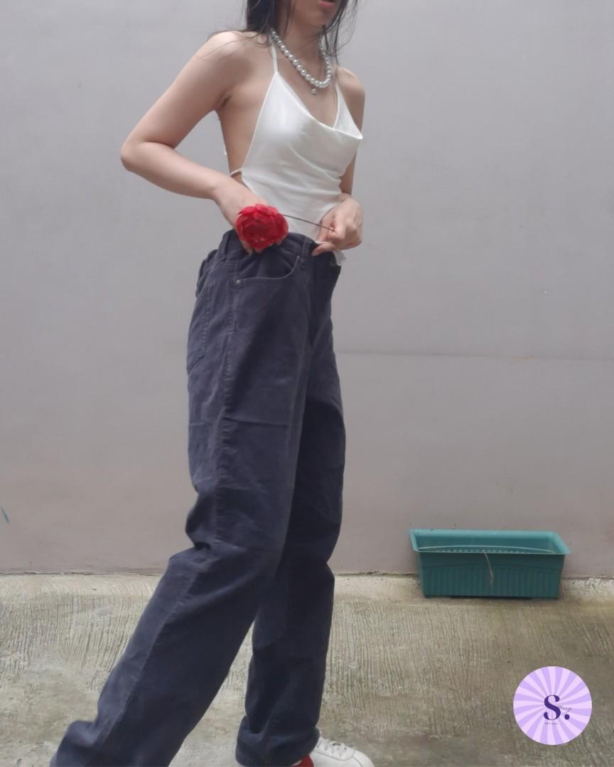 Ash navy blue straight cut corduroy (Category: Other Bottoms) located in Quezon City. Submitted by macyych (Listing ID 1155183942, Image 2). Description: Waist: 32 Length: 39 (C12).
