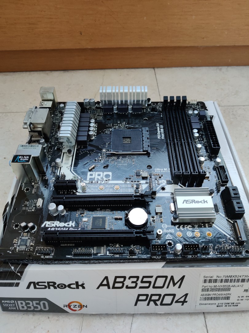 ASRock AB350M PRO4 motherboard, Computers & Tech, Parts & Accessories