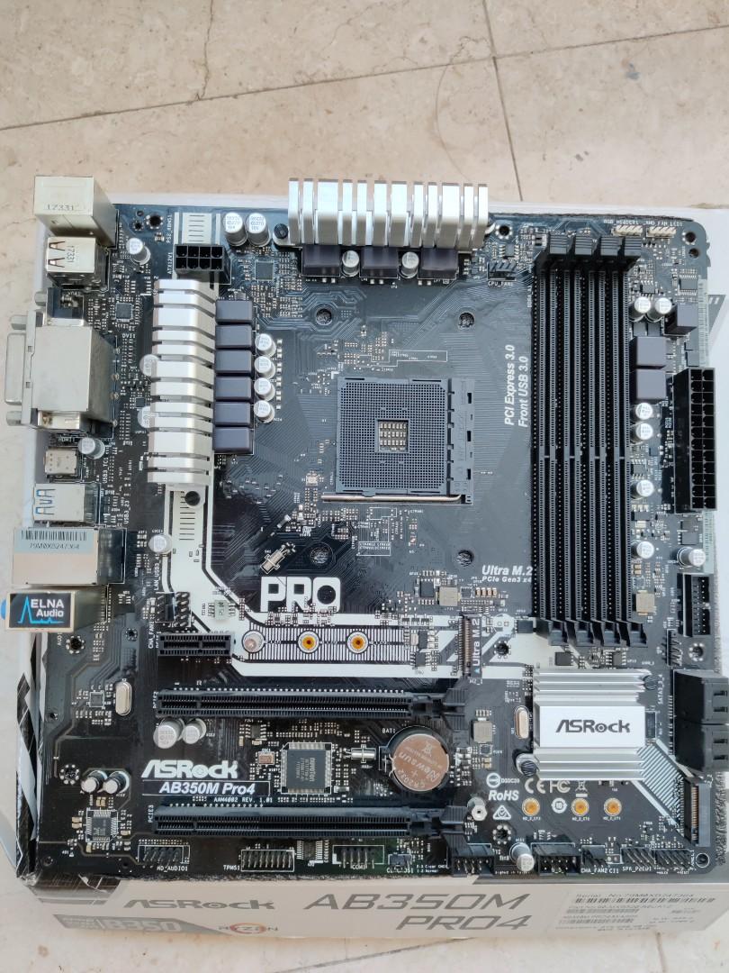 ASRock AB350M PRO4 motherboard, Computers & Tech, Parts & Accessories