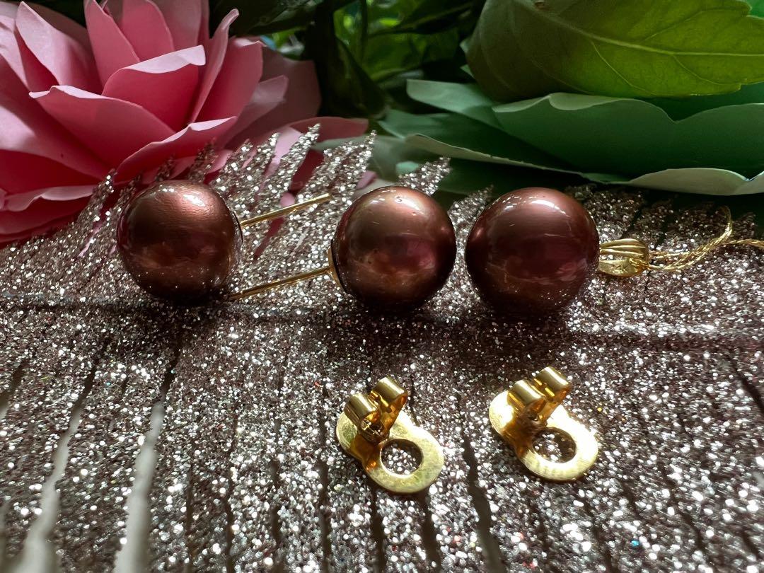 Chocolate pearl deals stud earrings