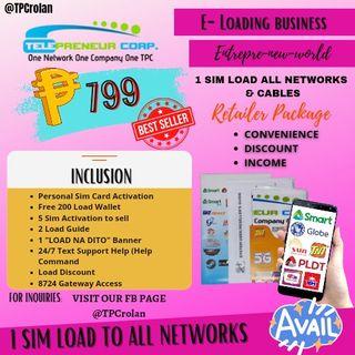 [BEST DEAL] TPC E-Loading Business RETAILER'S COMBO PACKAGE B- 1 Sim Load for all Networks & Cables TELEPRENEUR CORP.