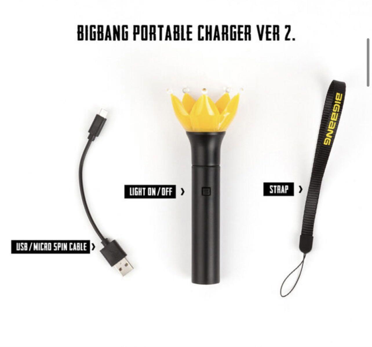 アイドル BIGBANG PORTABLE CHARGER VER 2 Big Bang Official Pen Light Stick 10th Anniversary Portable