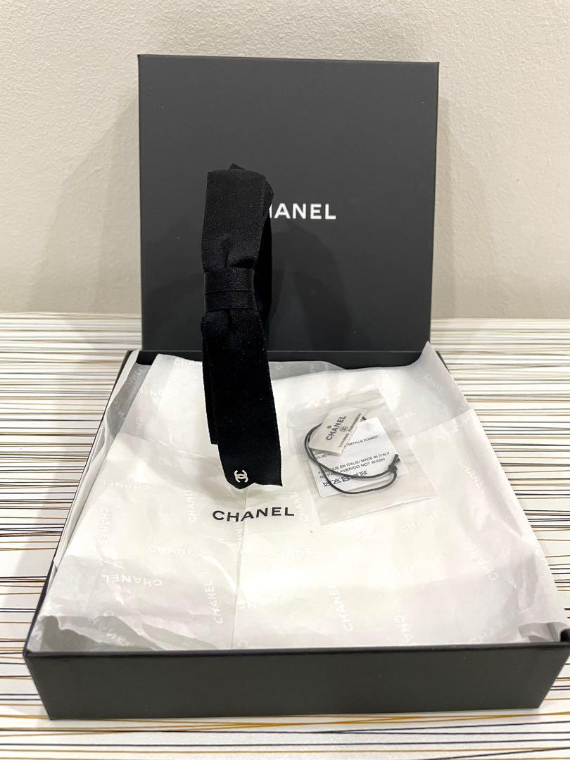 BNIB Chanel Black Satin Bow - Headband, Luxury, Accessories on