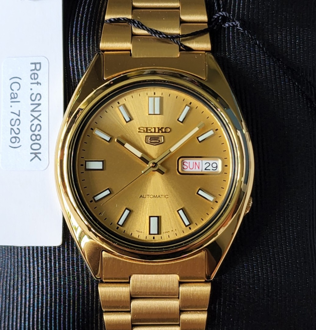 Seiko 5 SNXS80K gold tone, Men's Fashion, Watches & Accessories ...