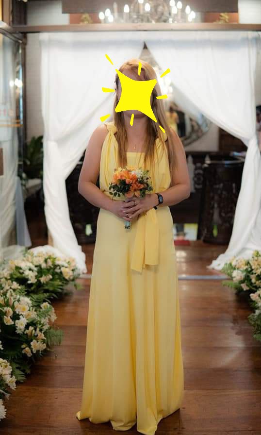 Canary yellow bridesmaid infinity dress