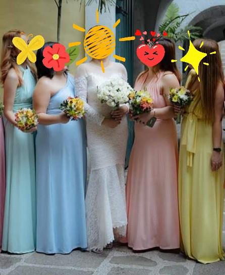 Canary yellow top bridesmaid dresses