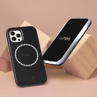 Lumee Apple iPhone 14 Pro Case w/ Rechargeable Front & Rear Flip Selfie Light - Holographic