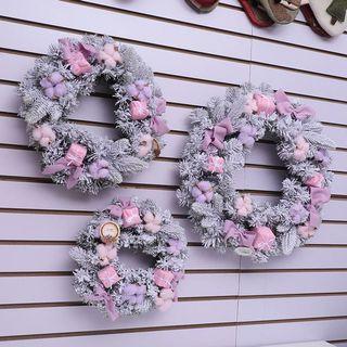 Christmas Pink Blue wreath wall hanging wreath rattan ring hanging decorations scene layout door hanging Christmas store decorations