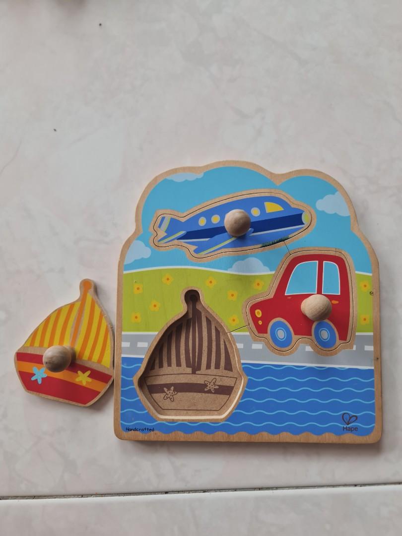 Chunky wooden peg puzzles by hape and Mellisa & doug, Babies & Kids