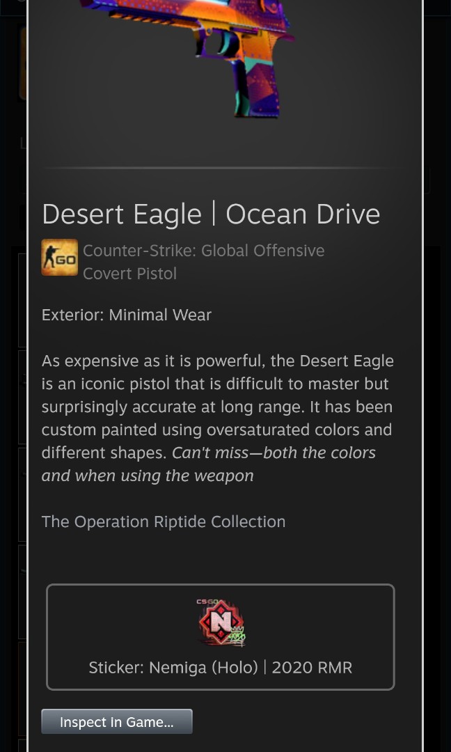 CSGO | Desert Eagle - Ocean Drive MW, Video Gaming, Gaming Accessories ...