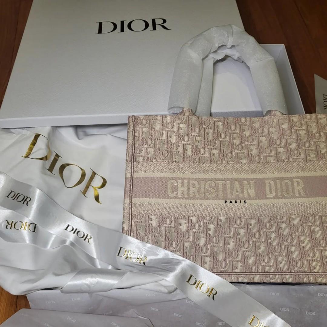 Dior Large Book Tote Bag Large Book Tote Ecru and Blue Dior Oblique  Embroidery, Luxury, Bags & Wallets on Carousell