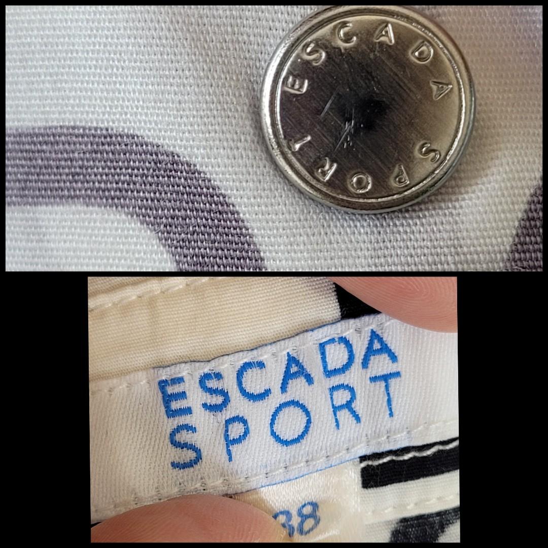 Escada Sport White Black Gray Logo Typography Print Womens Long