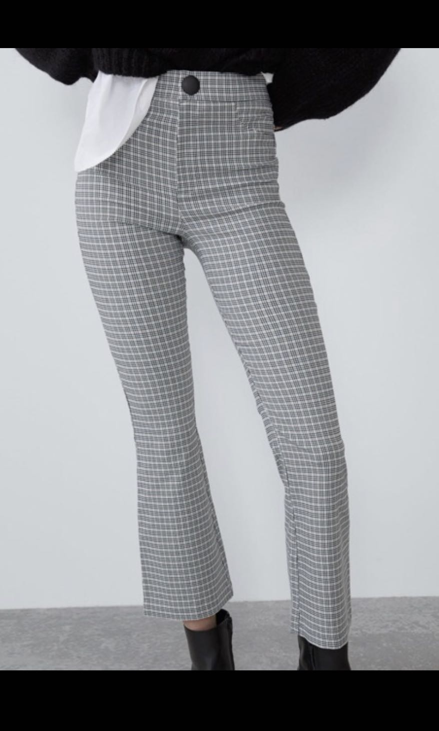 Flared check leggings zara, Fesyen 