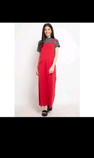 Geela overall dress merah xxl