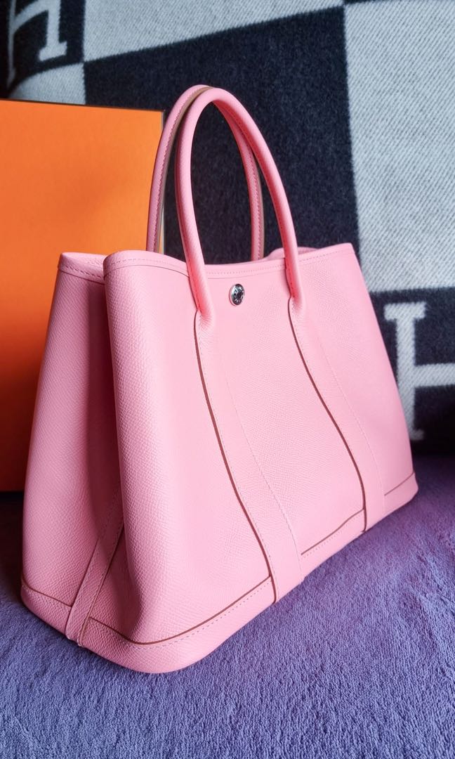 Hermes Bag Garden Party 30 Bag 5P Pink Toile and Negonda Leather Palladium  at 1stDibs