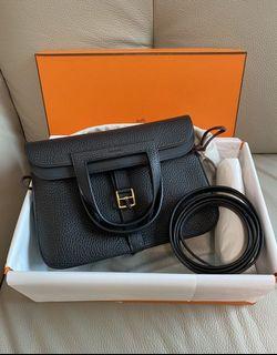 Hermes Halzan 25 黑色金扣