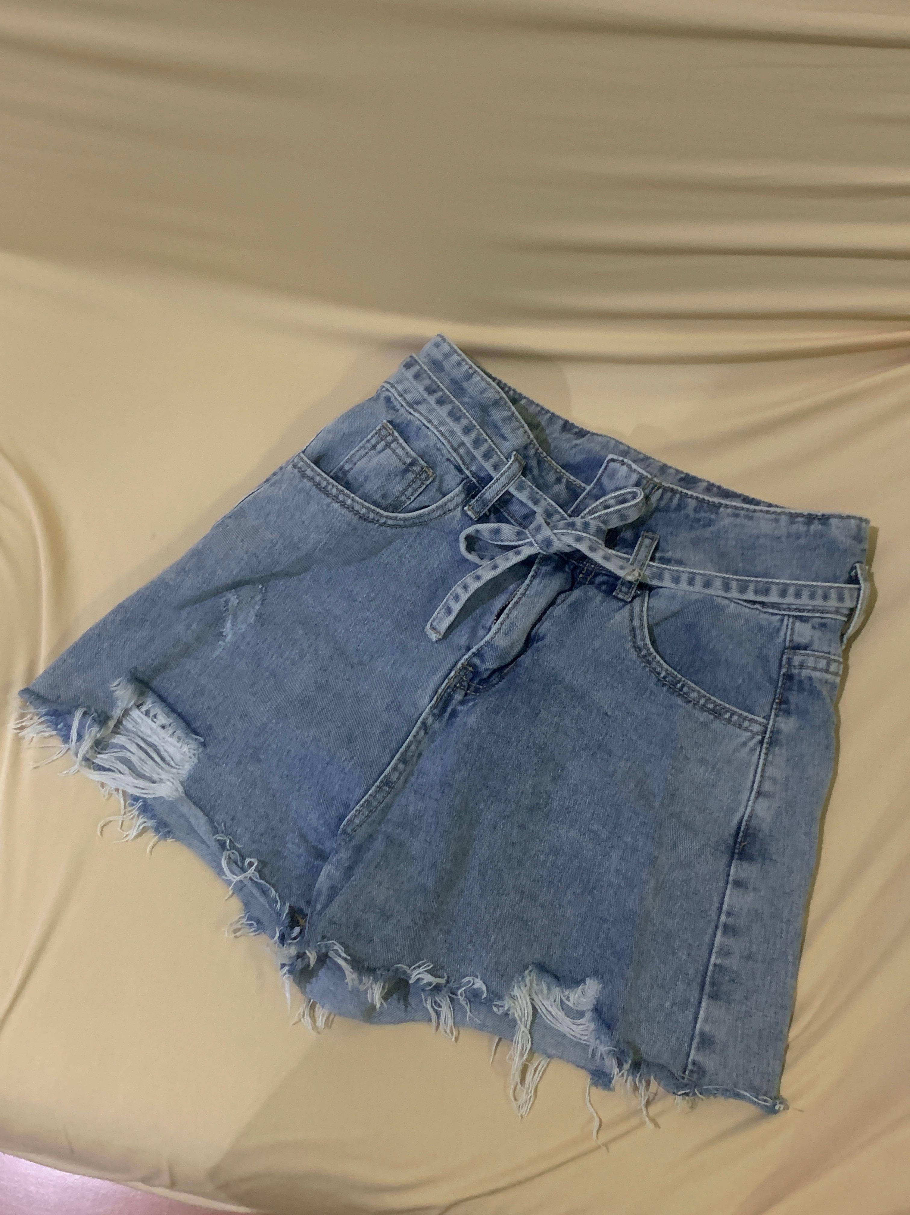 High Waisted Denim Shorts, Fesyen 