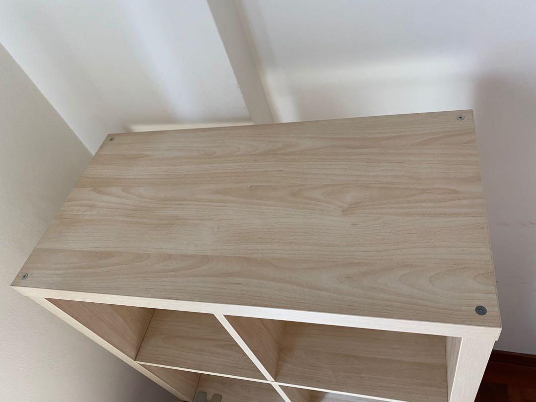 IKEA Kallax Shelving unit, white stained oak effect 77x147 cm with desk