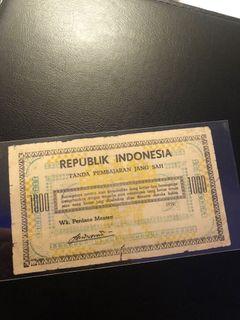Indonesia 1000 rupiah 1959 revolutionary note ( ORIDA)