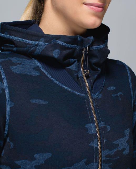 lululemon blue camou namaskar hoodie jacket Women s Fashion Coats Jackets and Outerwear on Carousell