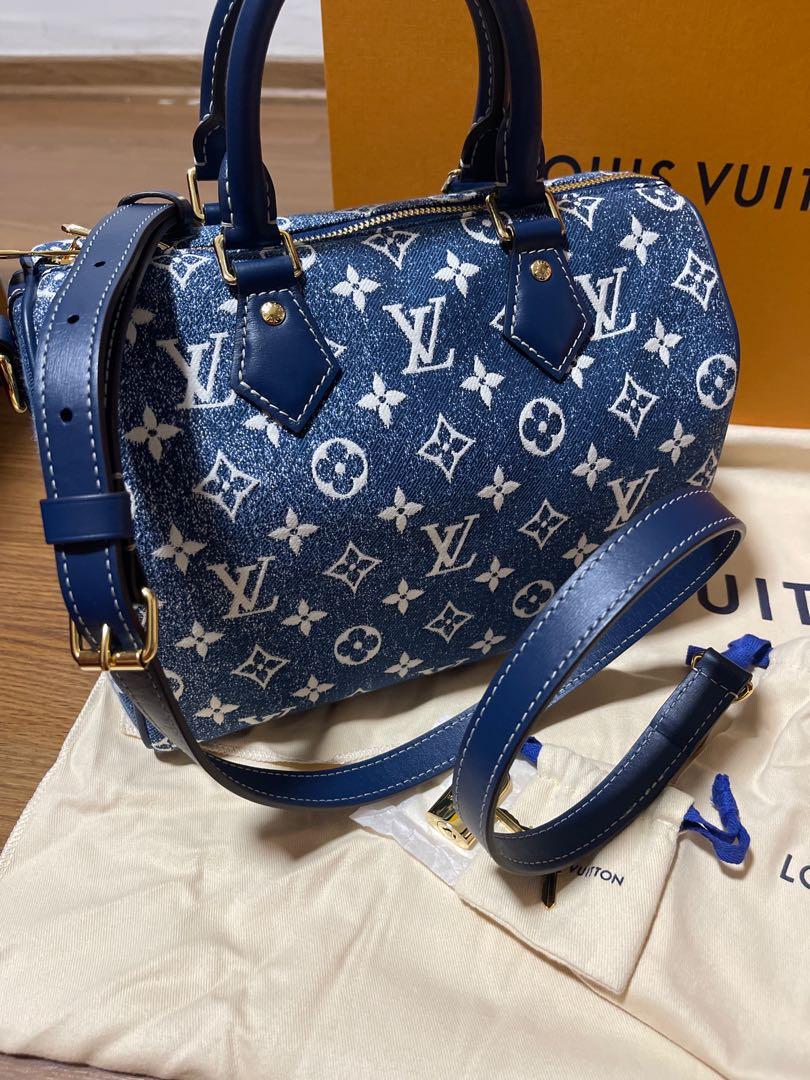 Louis Vuitton Speedy shoulder strap 25 blue denim epi leather ref.879911 -  Joli Closet