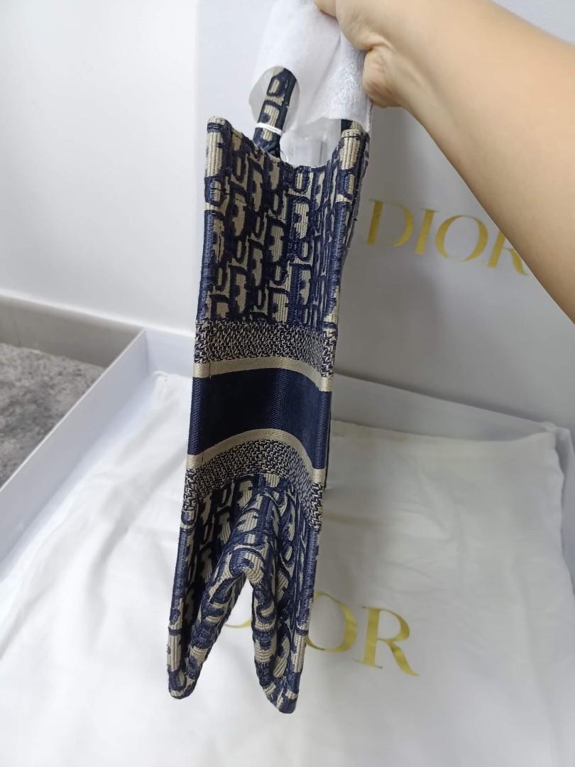 Mini Dior Book Tote Blue Dior Oblique Embroidery (22.5 x 15 x 6 cm)