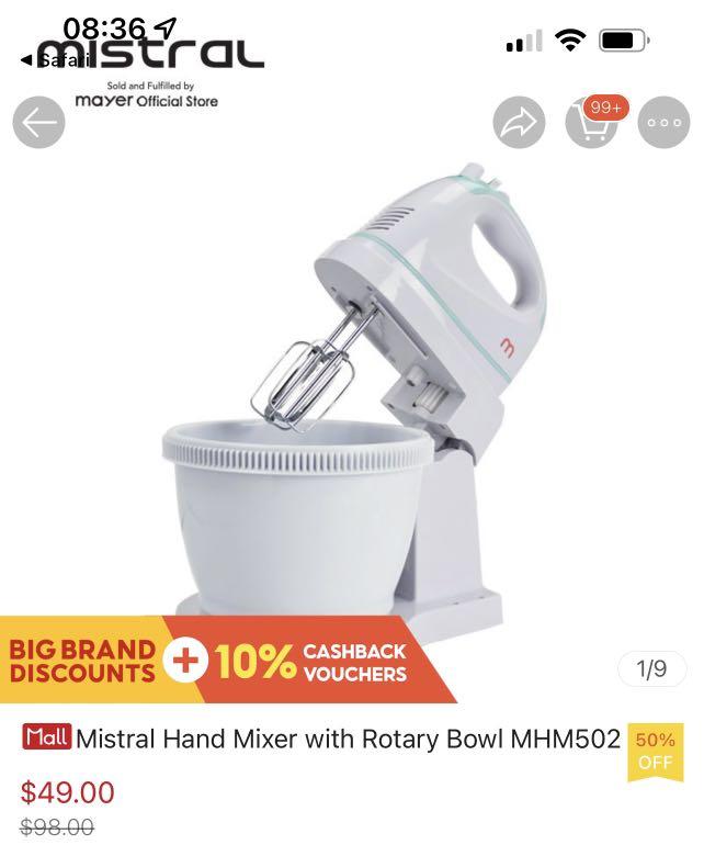 Mistral MHM502 Hand Mixer with Rotary Bowl, TV & Home Appliances