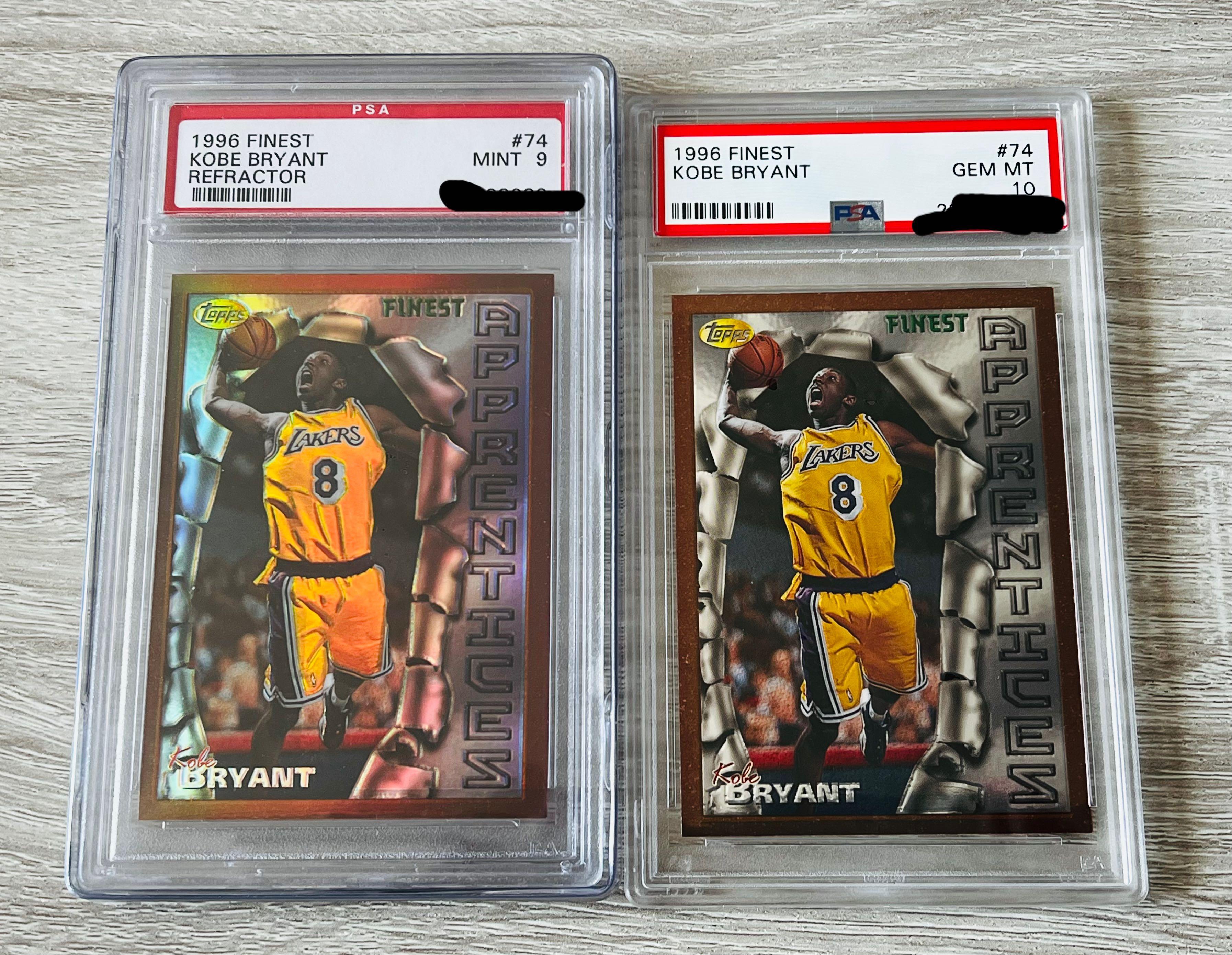Nba card Kobe Bryant Finest RC refractor PSA 9 and Base PSA 10 