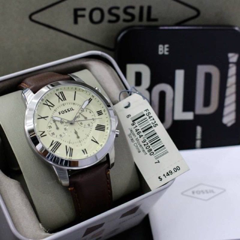 100% Fossil Watch Men Brown Fs4735 