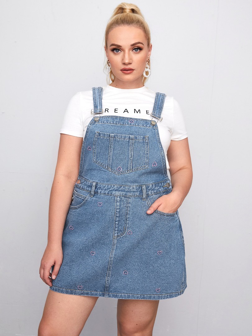 Denim jumper dress best sale plus size