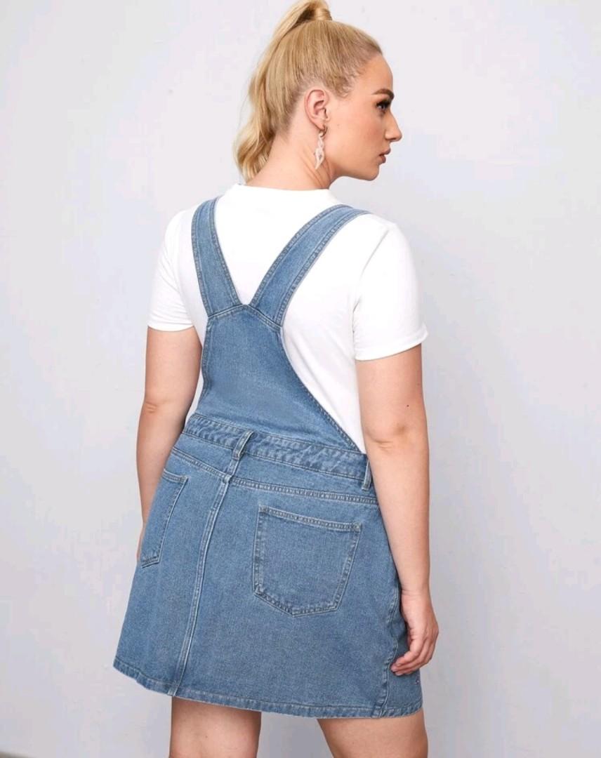 Plus size denim jumper skirt online