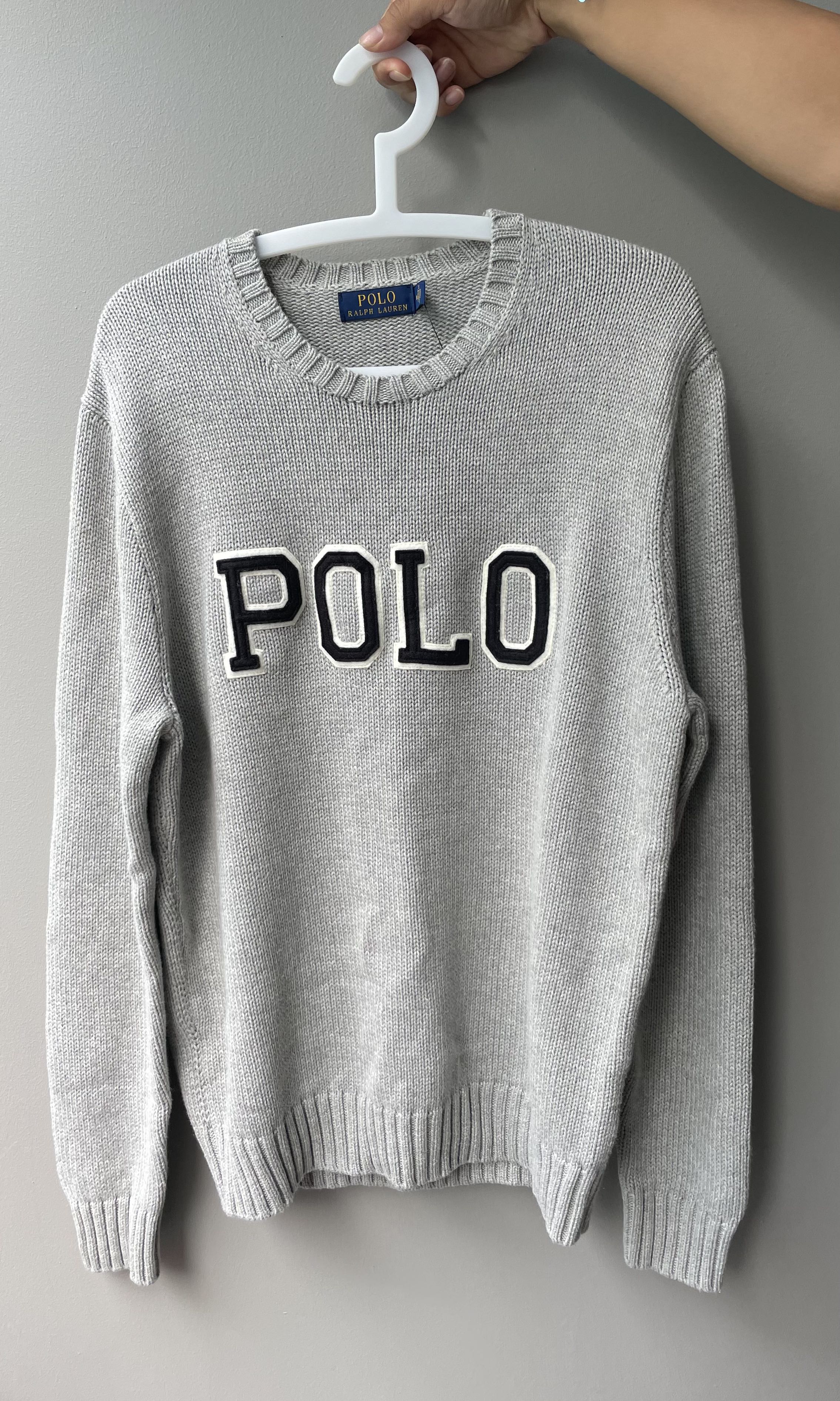 Ralph lauren white crew neck sweater best sale