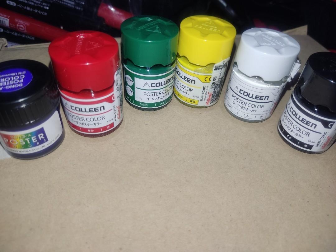 Pre cut watercolor paper and Colleen poster color 6pcs, Hobbies & Toys, Stationary & Craft