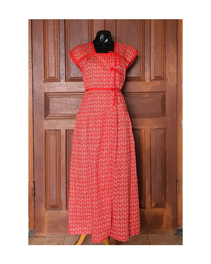 RED TUNIC MAXI DRESS, Fesyen Wanita 