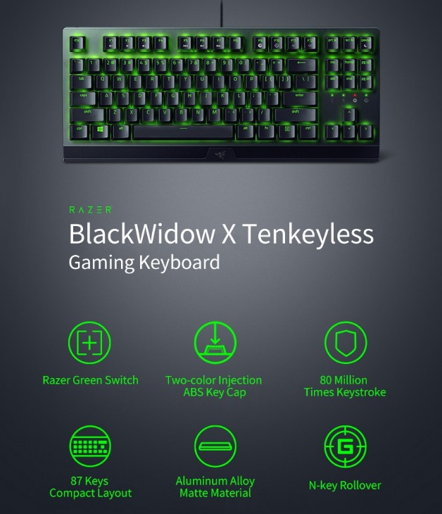 RUSH!!! Razer BlackWidow X Tenkeyless Mechanical Keyboard Wired Gaming ...