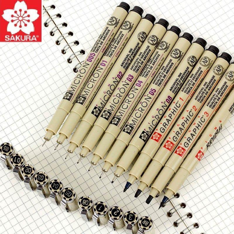 wholesale Soft Brush Drawing Pen Lot 005 01 02 03 04 05 08 1.0 Needle Pen  Comic Suit Design Sketch Drawing Pen Tracing Line