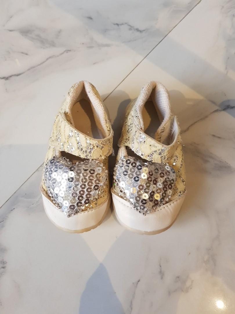 silver infant shoes