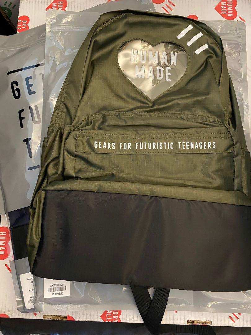 SS22 human made nylon rip-stop heart backpacks (olive), 男裝, 袋