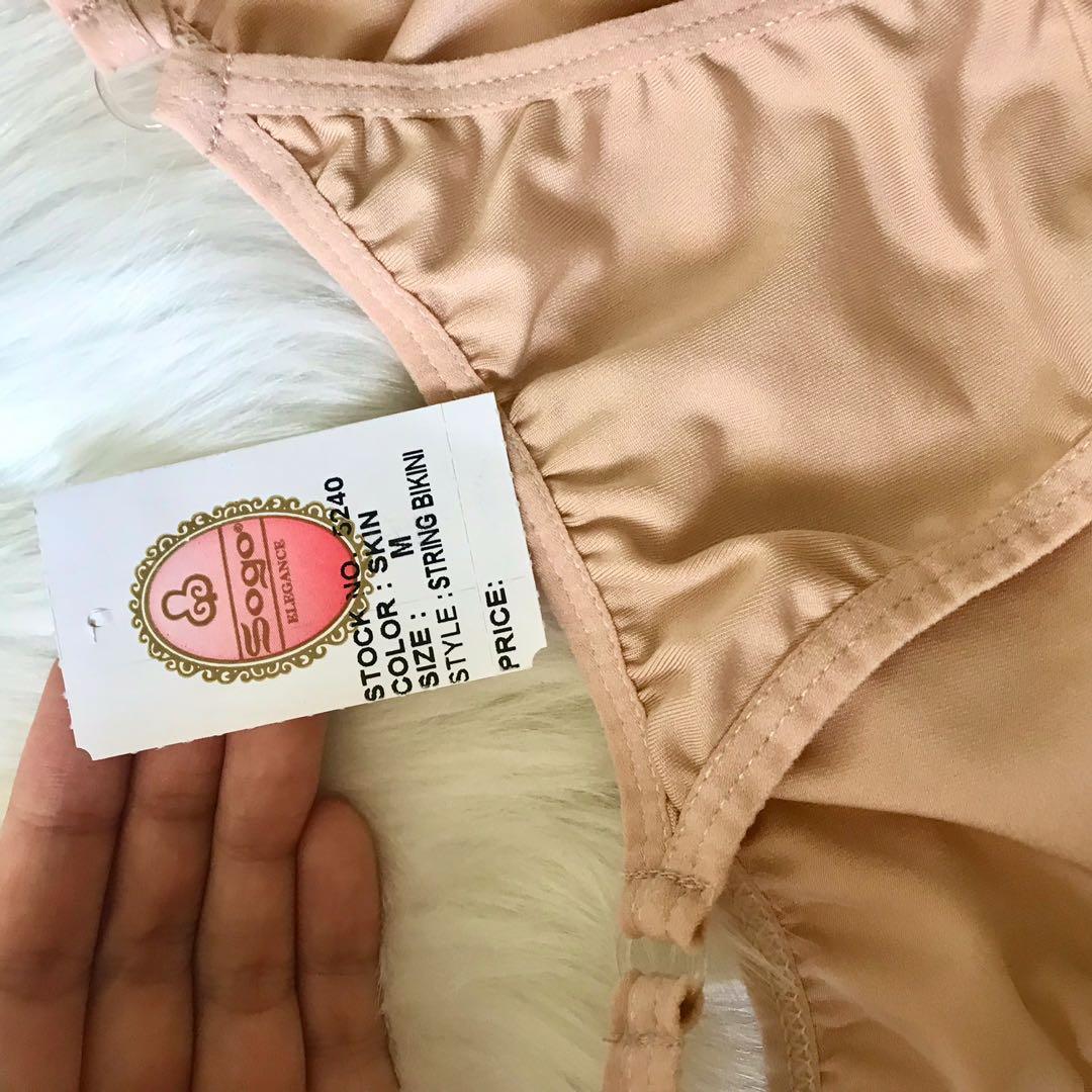 Take Both Sogo String Bikini Panty in Nude (Category: Undergarments & Loungewear) located in Cebu City. Submitted by kawaiiparty (Listing ID 1155136589, Image 2). Description: Bought from mall at 110 each Tag intact but removed Guaranteed brand new never used Soft and stretchy material RFS: too small for me Size: Medium but best fits small frames Last price posted MOP Gcash No COD.