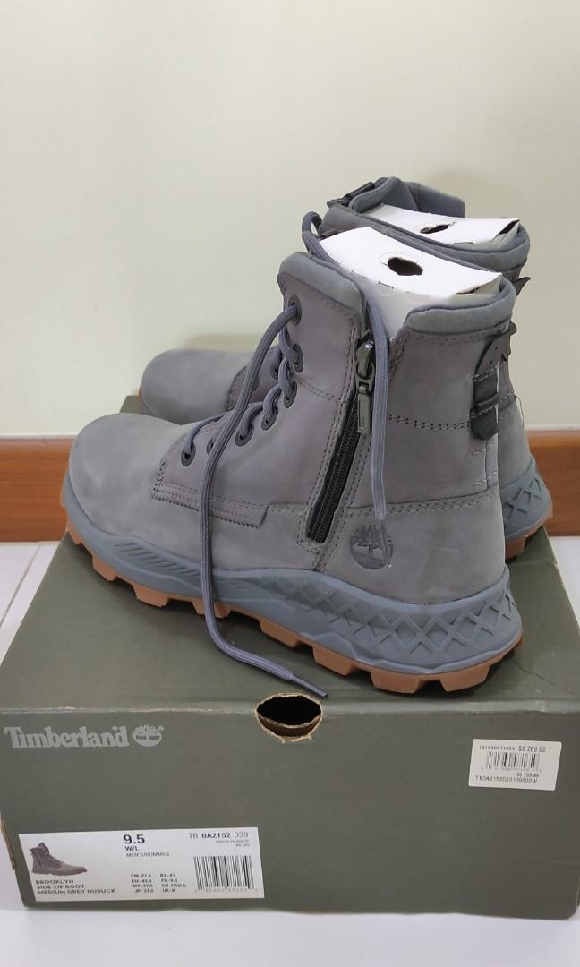 Timberland brooklyn side shop zip boots in grey