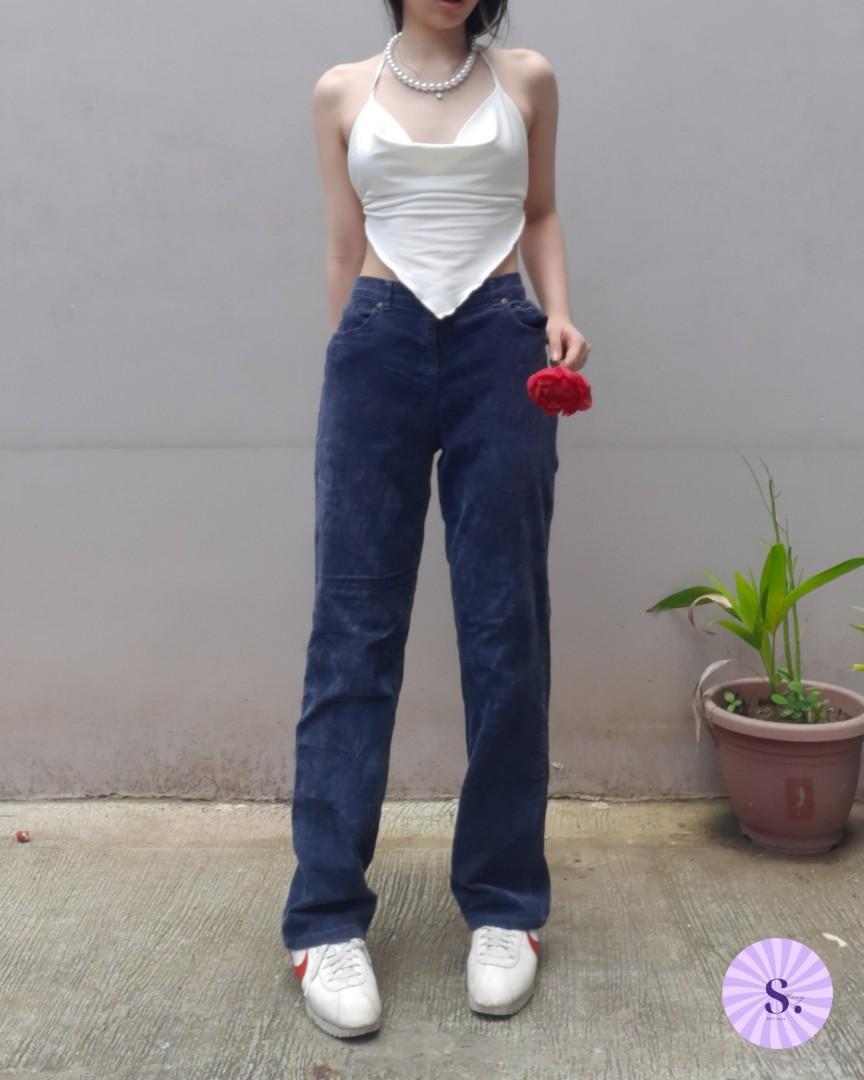 Turquiose blue striaght corduroy (Category: Other Bottoms) located in Quezon City. Submitted by macyych (Listing ID 1155184467, Image 2). Description: Waist: 28 Length: 38 (C21).
